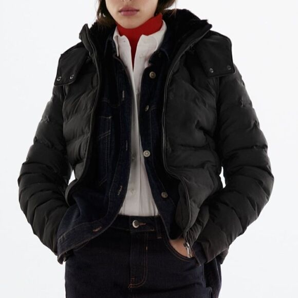 NWT ZARA WOMAN NWT FW20-21 BLACK WATER AND WIND PROTECTION JACKET Large - Picture 1 of 14